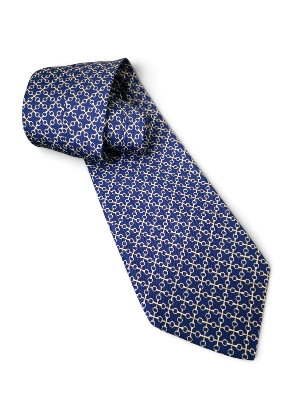 Les Copains Navy 100% Silk Neck Tie Made In Italy